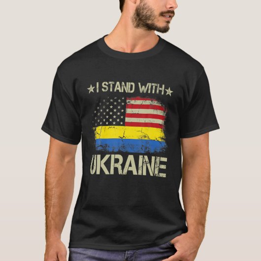 T-shirt I Stand with Ukraine Support Ukrainian American US (Devant)