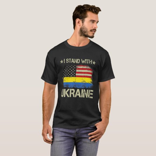T-shirt I Stand with Ukraine Support Ukrainian American US (Devant entier)