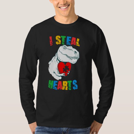T-shirt I Steal Hearts Autism Awareness Rex Valentines Day (Devant)