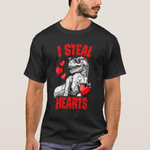 T-shirt I Steal Hearts Dinosaur Dino Rex Valentines Day Bo