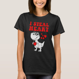 T-shirt I Steal Hearts Dinosaur Dino Rex Valentines Day Bo