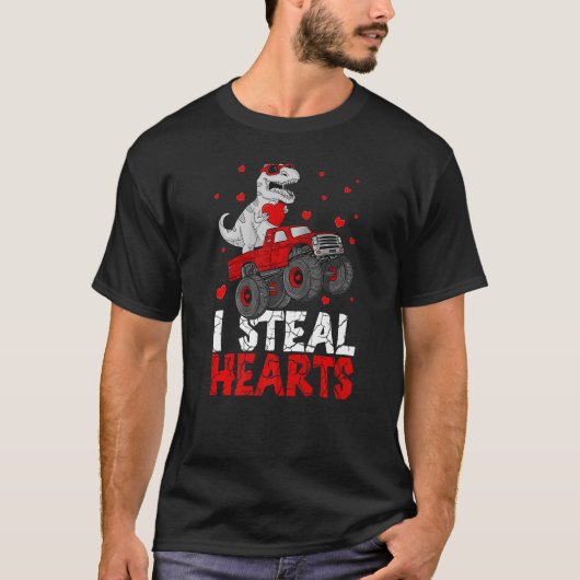 T-shirt I Steal Hearts Dinosaur équitation Monster Camion  (Devant)