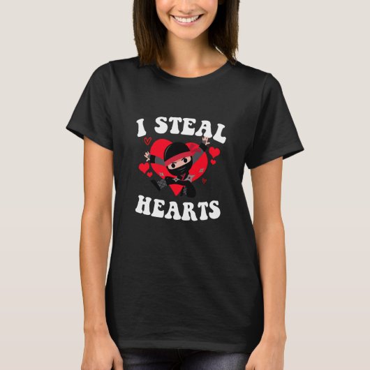 T-shirt I Steal Hearts Ninja Boys Valentines Day (Devant)