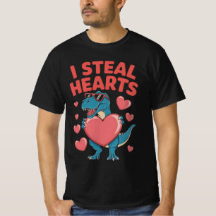 T-shirt I Steal Hearts T Rex Dinosaur Saint Valentin