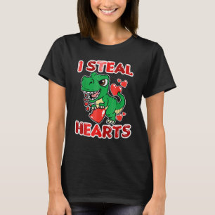 T-shirt I Steal Hearts Valentines Day Cool T-Rex Dinosaur