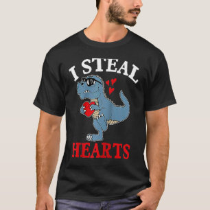 T-shirt I Steal Hearts Valentine's Day Dino Roses Date Nig