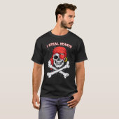 T-shirt I Steal Hearts Valentines Day Jolly roger Pirate S (Devant entier)