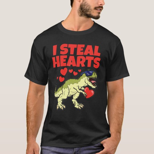 T-shirt I Steal Hearts Valentines Day mignonne Dinosaure T (Devant)