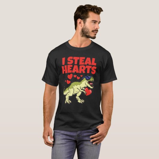 T-shirt I Steal Hearts Valentines Day mignonne Dinosaure T (Devant entier)