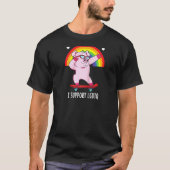T-shirt I Support Lgbtq Pig Lgbt Drapeau Raglan (Devant)