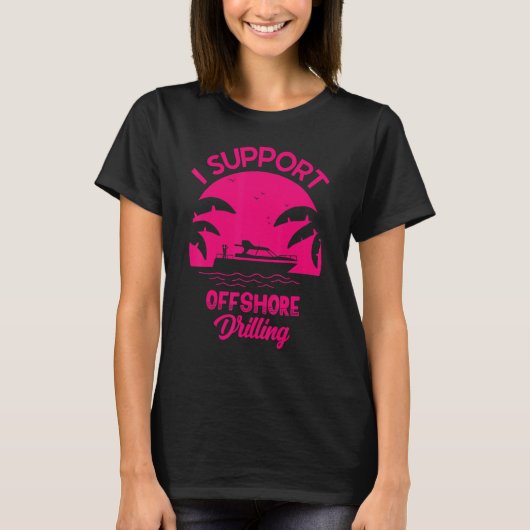 T-shirt I Support Offshore Dragage River Lake Retro Sunse (Devant)