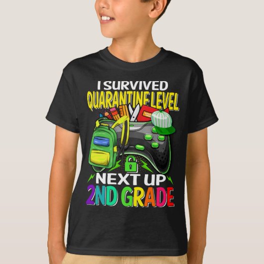 T-shirt I Survied Quarantine Next Up 2nd Grade Game (Devant)