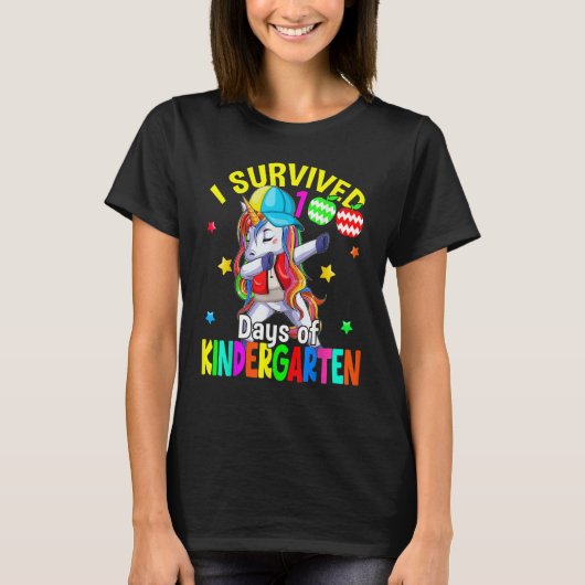 T-shirt I Survived 100 Days Of Kindergarten Cute Dabbing U (Devant)