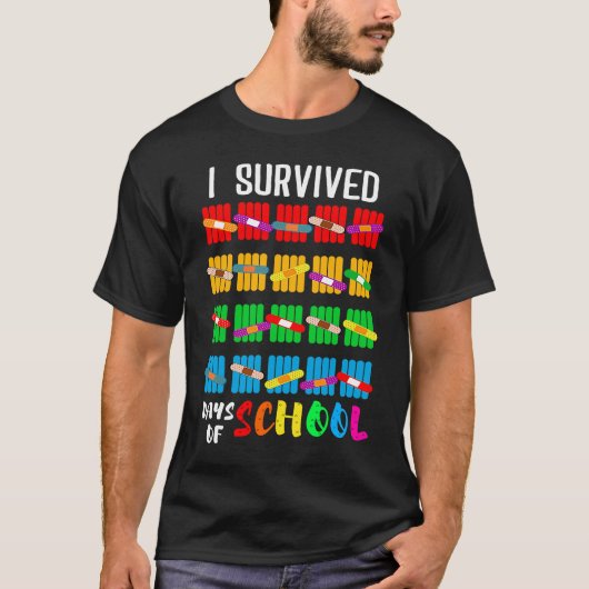 T-shirt I Survived 100 Days of School Students Teachers (Devant)