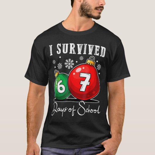 T-shirt I Survived 67 Days Of School Christmas Candy Cane  (Devant)