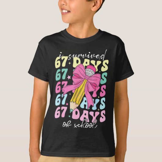 T-shirt I Survived 67 Days Of School Coquette Bow Student (Devant)