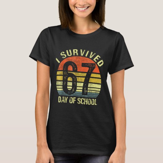 T-shirt I Survived 67 Days Of School Dabbing Six Seven Mem (Devant)
