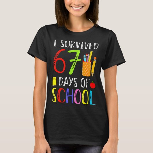 T-shirt I Survived 67 Days Of School Funny 67 Teachers Stu (Devant)