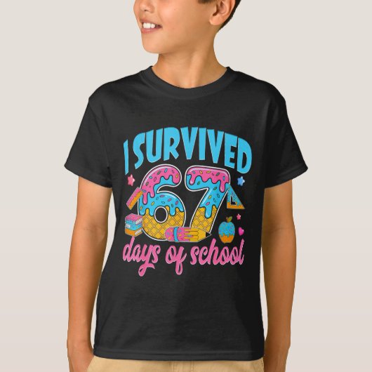 T-shirt I Survived 67 Days Of School Funny 6 7 Meme Teache (Devant)