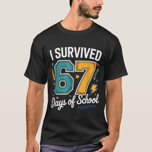 T-shirt I Survived 67 Days Of School Funny Gen Alpha Quote (Devant)