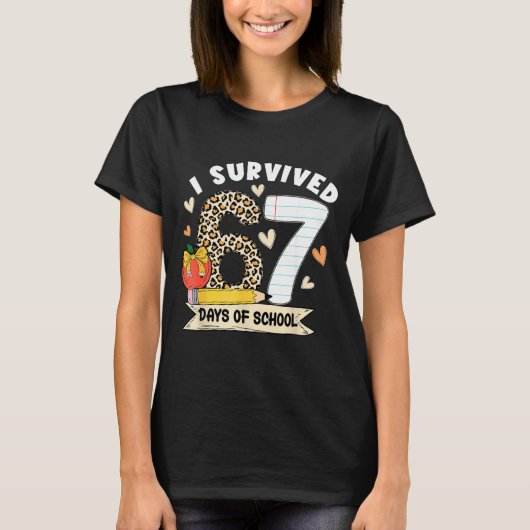 T-shirt I Survived 67 Days Of School Funny Leopard Student (Devant)