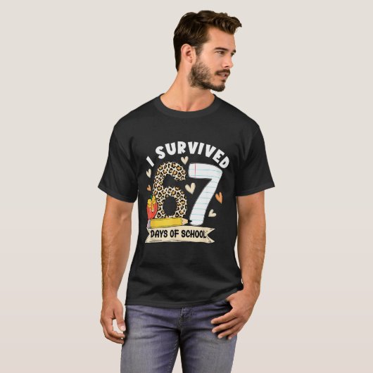 T-shirt I Survived 67 Days Of School Funny Leopard Student (Devant entier)