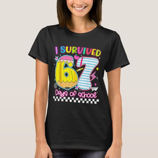 T-shirt I Survived 67 Days Of School Funny Meme Boy Girl T (Devant)