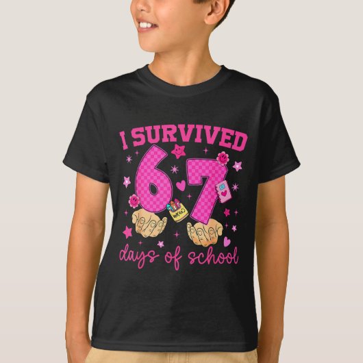 T-shirt I Survived 67 Days Of School Funny Meme Boy Girl T (Devant)