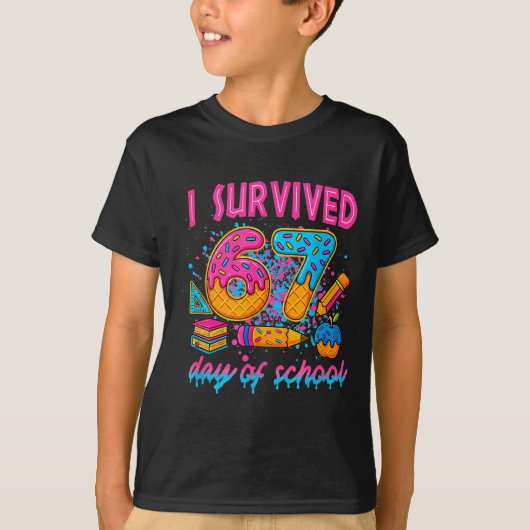 T-shirt I Survived 67 Days Of School Funny Meme Ice Cream (Devant)