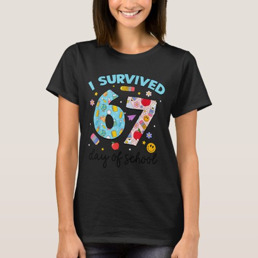 T-shirt I Survived 67 Days Of School Funny Meme Teacher St (Devant)