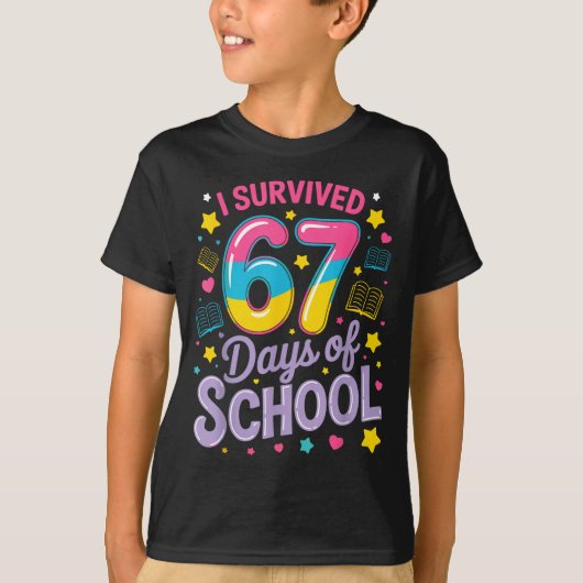 T-shirt I Survived 67 Days Of School Funny Meme Teacher St (Devant)