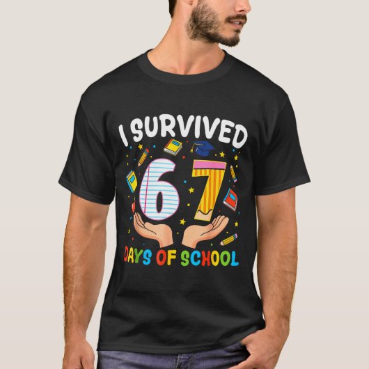 T-shirt I Survived 67 Days Of School Funny Meme Teacher St (Devant)