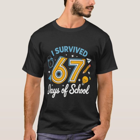 T-shirt I Survived 67 Days Of School Funny Meme Teacher St (Devant)