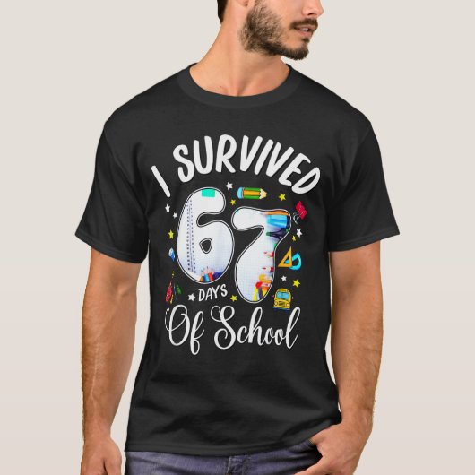 T-shirt I Survived 67 Days Of School Funny Meme Teacher St (Devant)