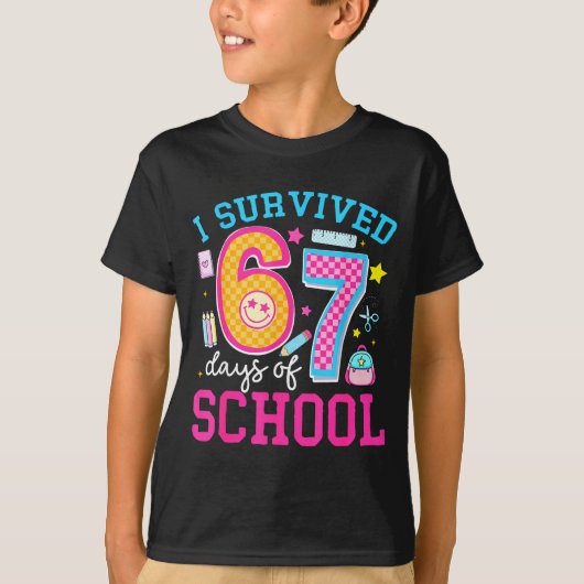 T-shirt I Survived 67 Days Of School Meme Six Seven Teache (Devant)