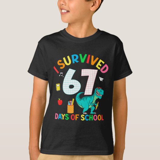 T-shirt I Survived 67 Days Of School Trex Funny 67 Teacher (Devant)