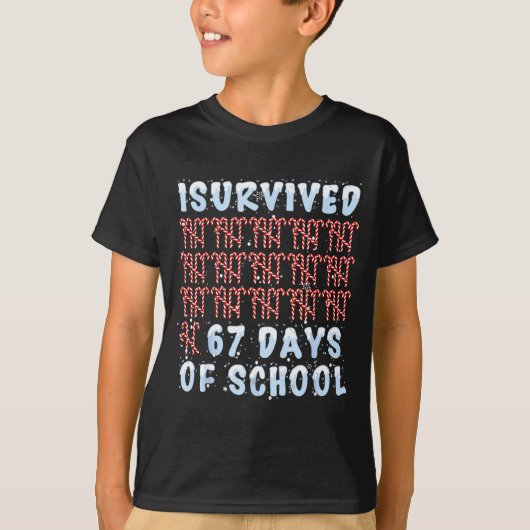 T-shirt I Survived 67 Days Of School Xmas Candy Cane Tally (Devant)