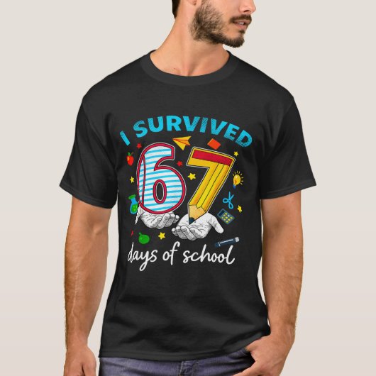 T-shirt I Survived 67th Day Of School Six Seven Kids  (Devant)