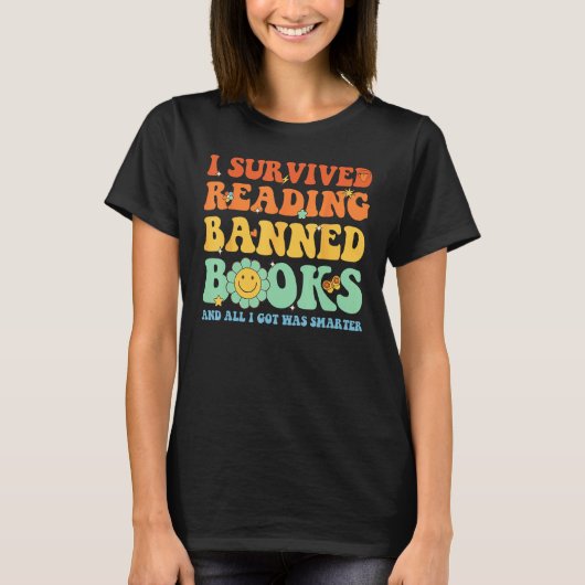 T-shirt I Survived Reading Banned Books Book Bookaholic (Devant)