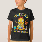 T-shirt I Survived Six Seven Days Of School Cute Duck Stud (Devant)