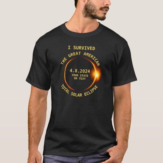 T-shirt I Survived the Total Solar Eclipse 4.8.2024 USA (Devant)