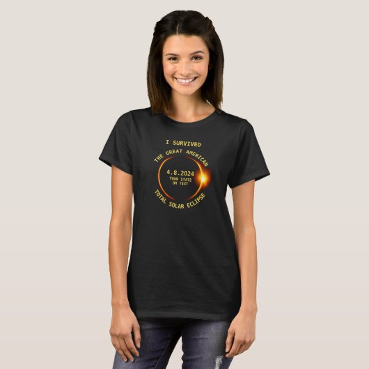 T-shirt I Survived the Total Solar Eclipse 4/8/2024 USA (Devant entier)