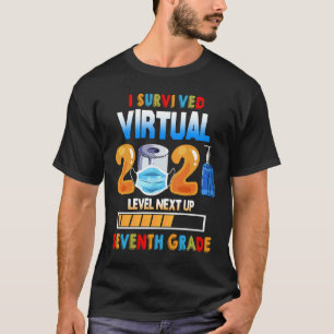 T-shirt I Survived Virtual 6th Grade 2020 Niveau 2021 Jusq