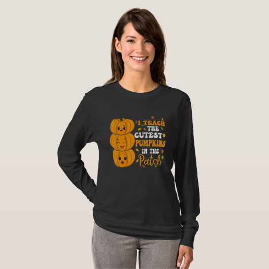 T-shirt I Teach The Cutest Pumpkins In The Patch Groovy Re (Devant entier)