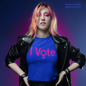 T-shirt I Vote - Symbole féminin avec texte rose