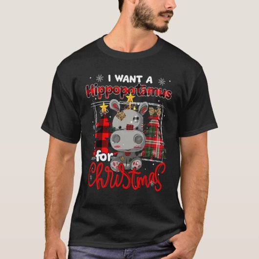 T-shirt I Want A Hippopotamus For Christmas Cute Hippo Xma (Devant)