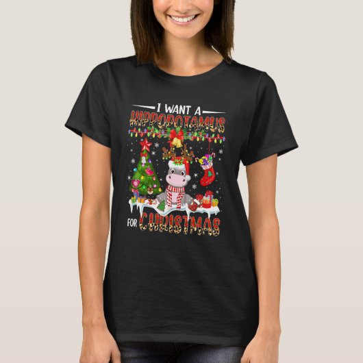 T-shirt I Want A Hippopotamus For Christmas Santa Reindeer (Devant)