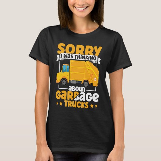 T-shirt I Was Thinking About Garbage Trucks for Toddler Bo (Devant)