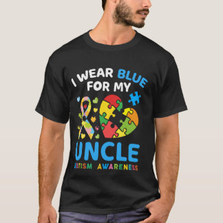 T-shirt I Wear Blue For My Uncle Puzzle Autism Awareness M