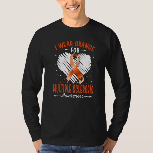 T-shirt I Wear Orange For Multiple Sclerosis Awareness Rib (Devant)